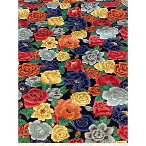 Vintage House N Home Upholstery Fabric 7 Yards Multi Floral Gold Black Chintz